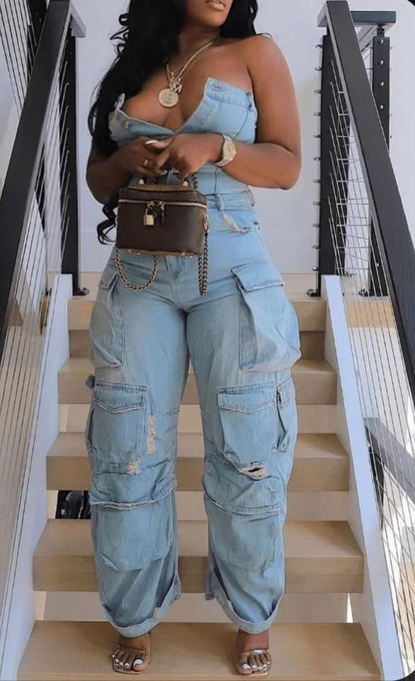Strapless Cargo Jumpsuit